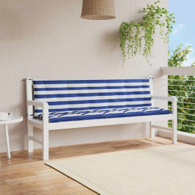 Garden Bench Cushion Set of 2 Blue and White Stripes
