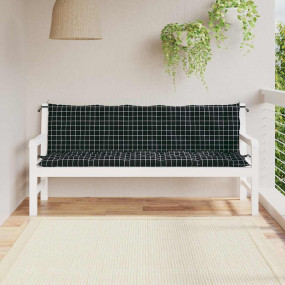 Garden Bench Cushion Set of 2 Black Check Pattern