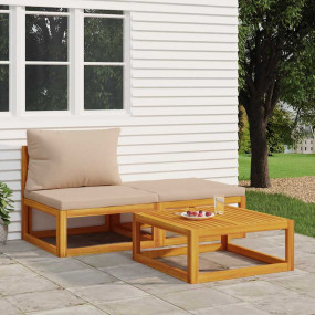 Garden Lounge Set Taupe Solid acacia wood and fabric St...