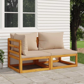 Garden Sofa Set Taupe Solid acacia wood Standard Modula...