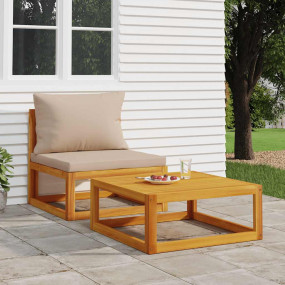Garden Sofa Set Taupe Solid Acacia Wood Medium Modular