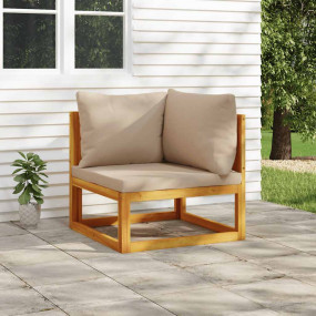 Corner Sofa Taupe Solid acacia wood, Polyester Fits one...