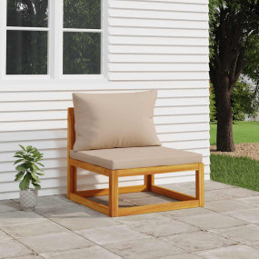 Middle Sofa Taupe Solid acacia wood Standard Modular