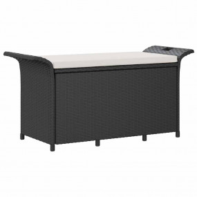 Garden Bench Black Polyethylene with rattan look