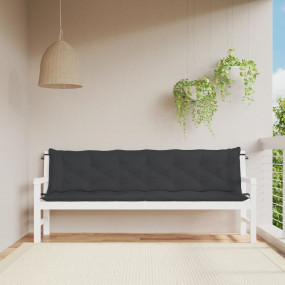 Garden Bench Cushion Set of 2 Black Oxford fabric (100%...