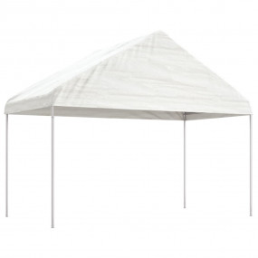 Gazebo With Roof White PE (Polyethylene), Steel Large D...