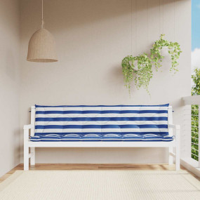 Garden Bench Cushion Set of 2 Blue and White Stripe 100...