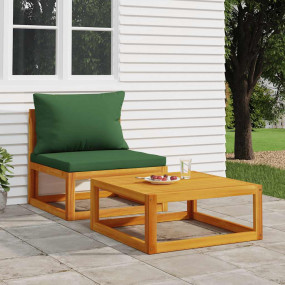 Garden Sofa Set Acacia wood and Green Solid Acacia wood...