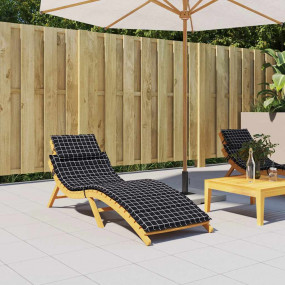 Sun Lounger Cushion Black Oxford fabric (100% polyester...