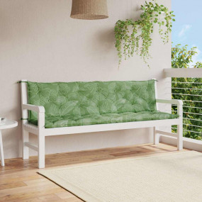 Garden Bench Cushion Set of 2 Leaf Pattern 100% Polyest...