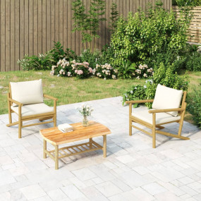 Garden Chair Cream Cushions Bamboo, Polyester, Foam, PP...