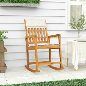 Rocking Chair Cream White Solid Acacia Wood Standard