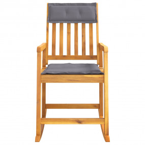 Rocking Chair Dark Grey, Natural Solid Acacia Wood, Pol...