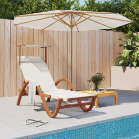Sun Lounger White Solid poplar wood Standard size