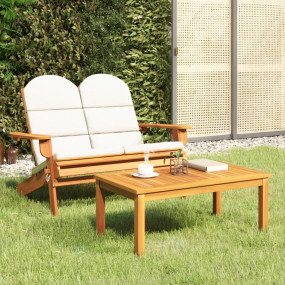 Garden Lounge Set Set of 2 Cream white, Natural wood