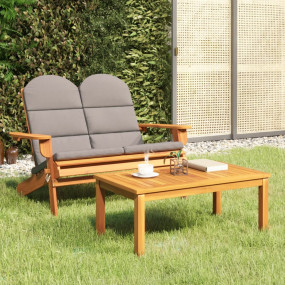 Garden Lounge Set Set of 2 Natural Wood Solid Acacia Wo...