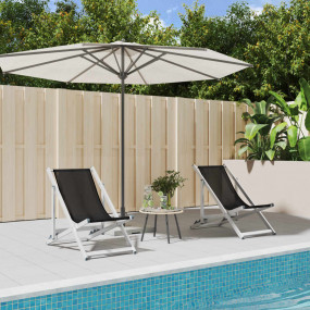 Beach Chair Set of 2 Black Aluminum, Textilene Compact ...