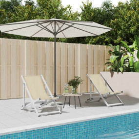 Beach Chair Set of 2 Cream Aluminum, Textilene Standard