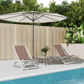 Beach Chair Set of 2 Brown Aluminum, Textilene Compact ...