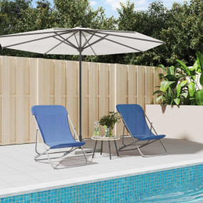 Beach Chair Blue Textilene and Powder-coated Steel Medi...
