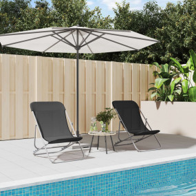 Beach Chair Black Textilene and Powder-coated Steel Sta...