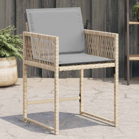 Garden Chair Set of 4 Mix Beige Poly Rattan Standard Fo...
