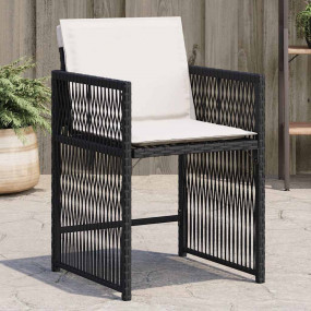 Garden Chair Set of 4 Black PE Rattan Standard Foldable