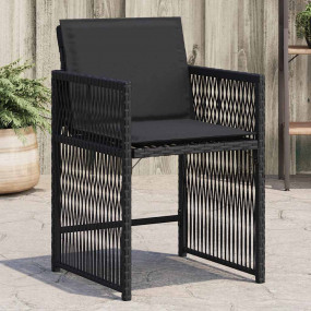 Garden Chair Set of 4 Black PE rattan Medium Foldable