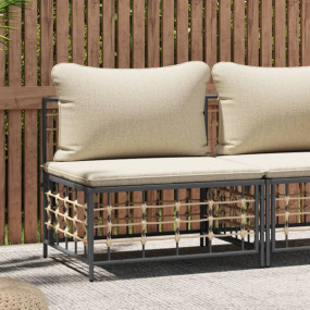 Garden Middle Sofa Anthracite, Beige PE Rattan Modular