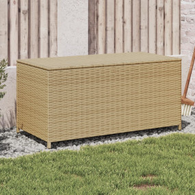 Garden Storage Box Mix Beige PE Rattan Medium Cushion S...