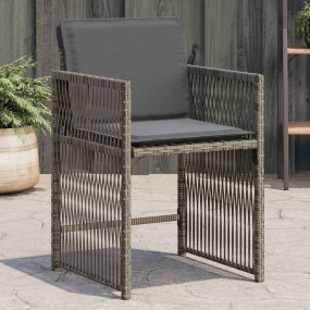 Garden Chair Set of 4 Gray PE Rattan Standard Foldable