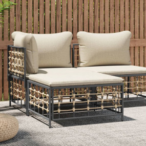 Garden Footstool Anthracite Poly Rattan Medium Modular