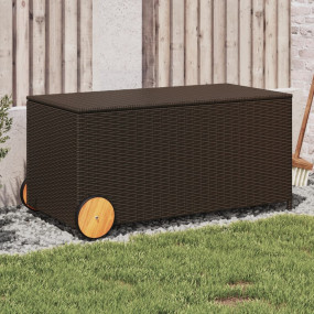 Garden Storage Box Brown PE Rattan Medium Modern