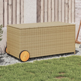 Garden Storage Box Mix Beige PE Rattan Large Garden Sto...