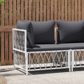 Garden Corner Sofa White Woven fabric, powder-coated st...