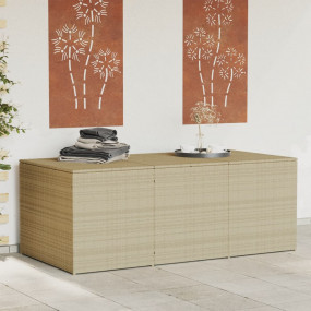 Garden Storage Box Mix Beige PE Rattan, Powder-Coated S...