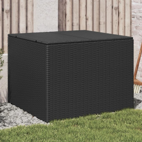 Garden Storage Box Black Poly Rattan Medium Storage