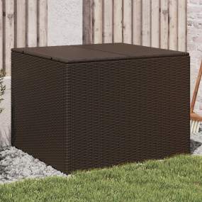Garden Storage Box Brown Poly Rattan, Powder-Coated Ste...