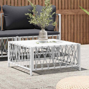 Garden Table White Woven fabric, powder-coated steel Me...
