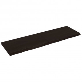 Wall Shelf Dark Brown Solid Oak Wood 78.7 in x 23.6 in ...