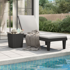 Sun Lounger Black Polypropylene Standard Adjustable Arm...