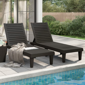 Sun Lounger Set of 2 Black Polypropylene Medium Modern
