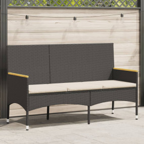 Garden Bench Black Poly Rattan 3-seater size Durable