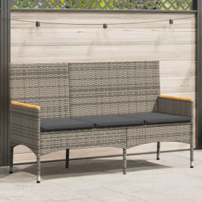 Garden Bench Grey PE rattan, Powder-Coated Steel, Solid...