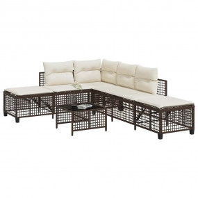 Garden Sofa Set Brown PE rattan 3-Piece Set Adjustable ...