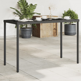 Garden Table Black Poly Rattan, Powder-Coated Steel, Te...