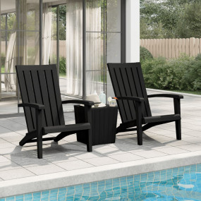 Garden Adirondack Chair Set of 2 Black Polypropylene St...