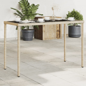 Garden Table Beige PE rattan, powder-coated steel, temp...