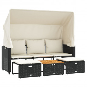 Garden Sofa Black and Cream White