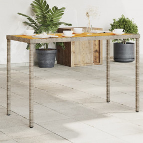Garden Table Gray Poly Rattan Medium Durable Garden Tab...